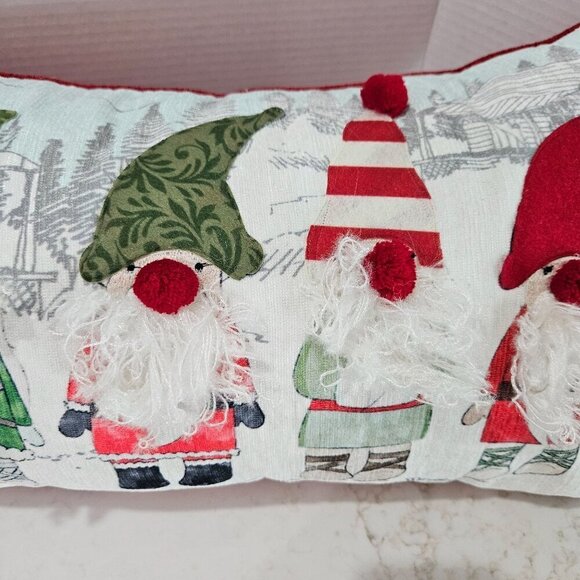 Novogratz Christmas Gnome Throw Pillow With Red Fringe & Zipper Closure 23"x12" - Picture 2 of 8